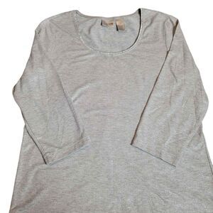 Women's Chico's Size 2 Silver Gray 3/4 Sleeve Shirt